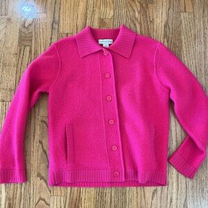 VTG Evan-Picone women hot pink size small 100% wool made in Australia cardigan